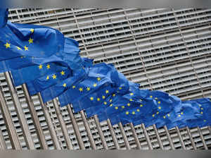 FILE PHOTO: Flags flutter outside EU Commission in Brussels