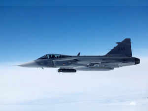 FILE PHOTO: A Swedish Air Force Saab JAS 39 Gripen fighter jet flies during a media day