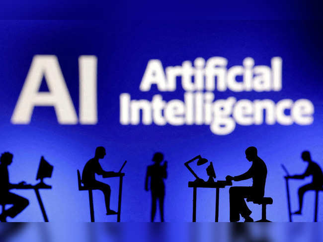 FILE PHOTO: FILE PHOTO: FILE PHOTO: Illustration shows words "Artificial Intelligence AI