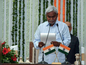 Ranchi, Jul 8 (ANI): Jharkhand Mukti Morcha (JMM) leader Champai Soren takes oat...