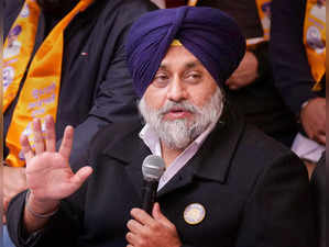 Amritsar: Shiromani Akali Dal (SAD) President Sukhbir Singh Badal addresses a pr...