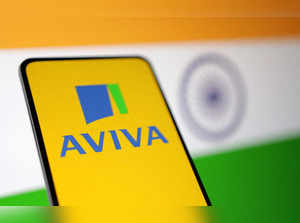 Illustration shows Indian flag and Aviva logo