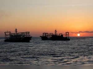 FILE PHOTO: Chinese Maritime Militia vessels are pictured near the Second Thomas Shoal in the South China Sea