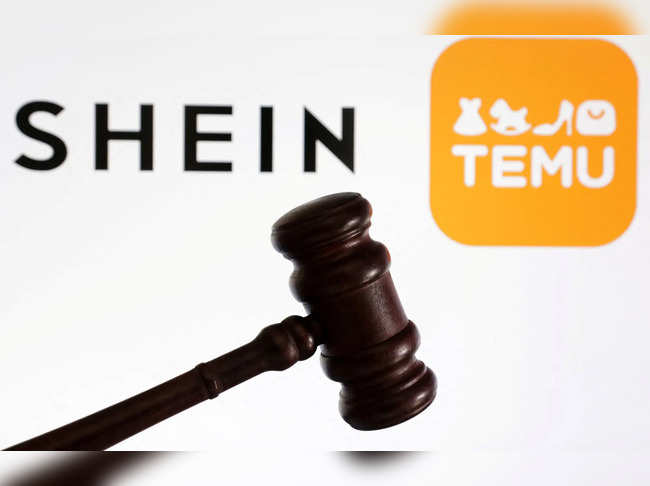 Illustration shows Shein and Temu logos