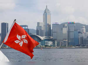 A Hong Kong flag is seen on a vessel at Victoria Harbour in Hong Kong