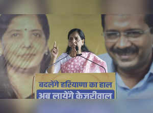 **EDS: VIDEO GRAB VIA @ArvindKejriwal** Charkhi Dadri: Sunita Kejriwal, wife of ...