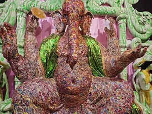 15-foot-tall Ganesh idol made using 25,000 glass bangles in Odisha's Baripada