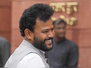 New Delhi: Union Minister Ram Mohan Naidu during the Monsoon session of the Parl...