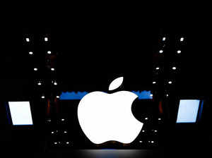 FILE PHOTO: Apple logo at an Apple store in Paris