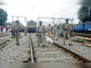 Guwahati, Aug 11 (ANI): Railway Police Force (RPF) personnel inspect the railway...