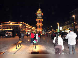 Srinagar, Mar 27 (ANI): Tourists throng the newly-renovated Ghanta Ghar (Clock T...