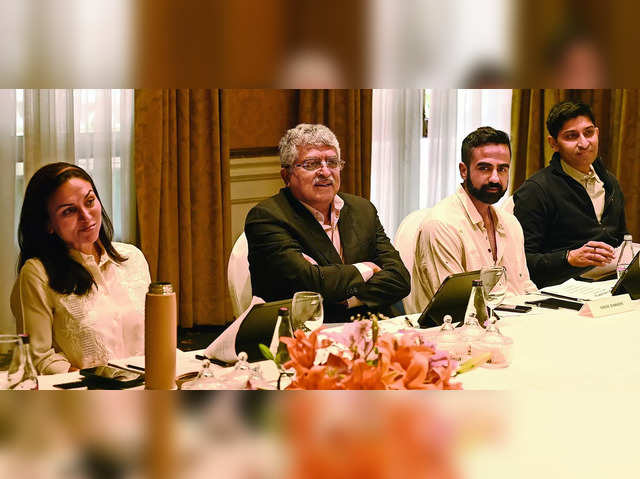 Jury chair and Infosys' cofounder and chairman Nandan Nilekani with Nikhil Kamath, cofounder, Zerodha and Ritesh Arora, cofounder and CEO, Browserstack