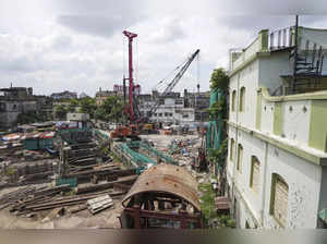 East West Metro construction site, at Bowbazar in Kolkata