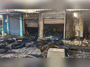 Mandya: Charred shops following after clashes between two groups allegedly durin...