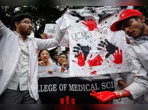 FILE PHOTO: Doctors protest following the rape and murder of a trainee medic in New Delhi