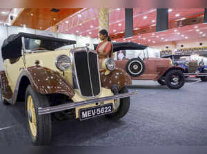 Bengaluru: Vintage cars on display at Auto Show, at Palace Grounds in Bengaluru....