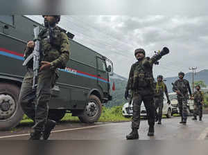 Rajouri: Army personnel move towards the encounter site, in Lathi village in Jam...