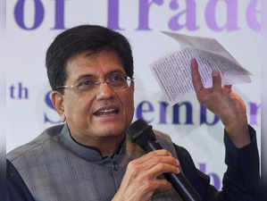 Mumbai: Union Minister Piyush Goyal addresses a press conference, in Mumbai. (PT...