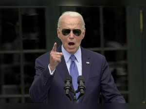 President Joe Biden speaks at a gathering on the South Lawn of the White House, ...