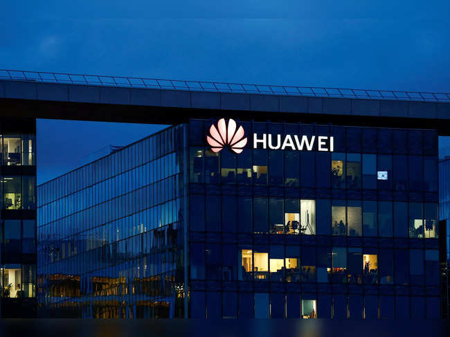 FILE PHOTO: Huawei logo at Huawei Technologies France in Boulogne-Billancourt