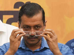 New Delhi: Delhi Chief Minister Arvind Kejriwal during AAP workers' meeting, in ...