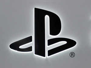 The logo of Sony PlayStation is displayed at the consumer electronics retailer chain Bic Camera in Tokyo