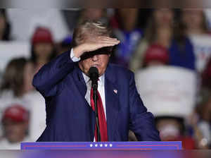 Republican presidential nominee former President Donald Trump speaks during a ca...