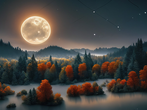 Autumn Moonlit Forest Glow