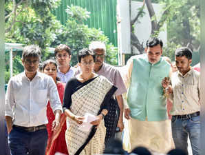 New Delhi, Sep 17 (ANI): Aam Aadmi Party (AAP) leader Atishi with Delhi Environm...