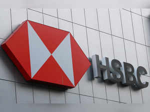 The HSBC bank logo, in Mexico City