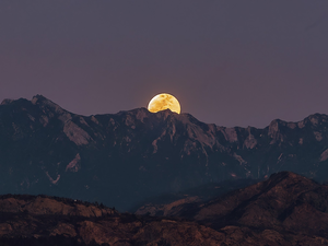 Mountains Under Eclipsed Moon