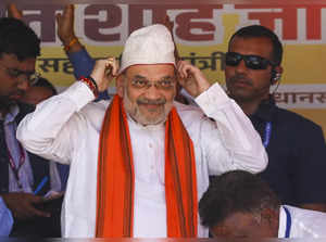 Kishtwar: Union Home Minister Amit Shah during a public meeting ahead of J&K Ass...