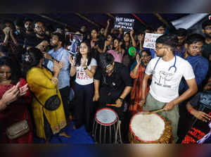 Kolkata: Junior doctors after meeting with West Bengal Chief Minister Mamata Ban...