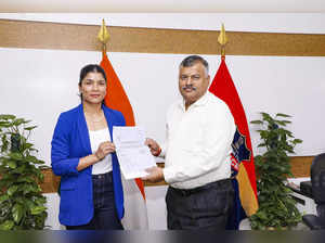 Hyderabad: Boxer Nikhat Zareen submits her joining report to DGP Telangana Jiten...