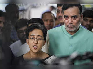 New Delhi: Delhi CM designate Atishi and AAP leader Gopal Rai address the media ...