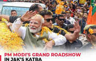 PM Modi’s grand roadshow in J&K’s Katra, locals queued up to get a glimpse