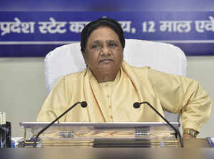 Lucknow: Bahujan Samaj Party (BSP) chief Mayawati during a meeting of the party'...