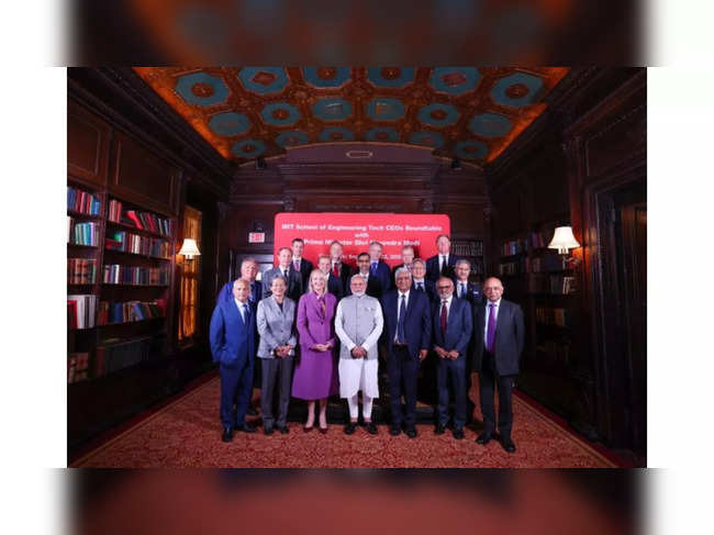 PM Narendra Modi with tech CEOs