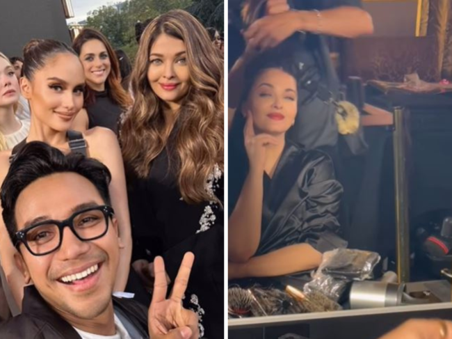 Makeup artist Bubah Alfian clicking selfie with Aishwarya Rai Bachchan