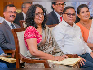 Sri Lankan Prime Minister Harini Amarasuriya is seen during her swearing-in ceremony, at the Presidential Secretariat, in Colombo