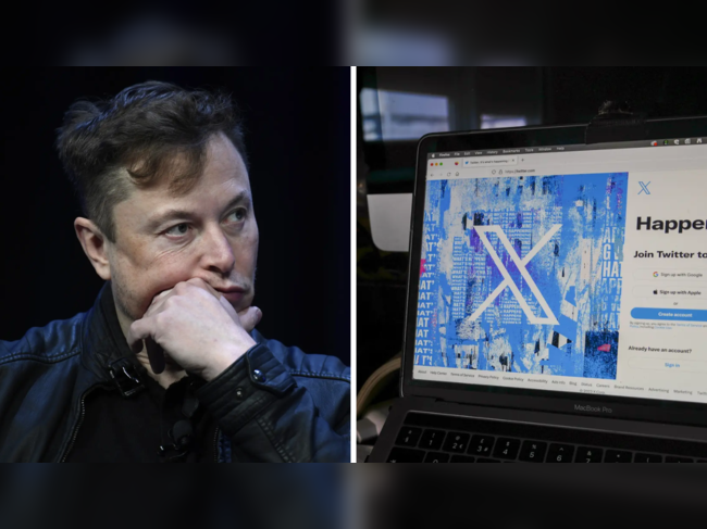 Elon Musk and logo of X (AP)