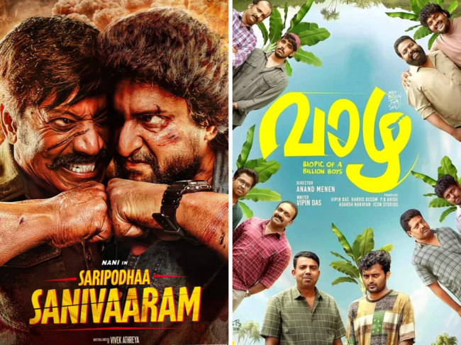 Saripodhaa Sanivaaram and Vaazha posters