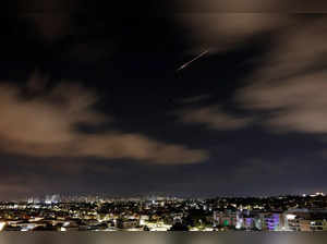 A surface-to-surface missile that was launched from Yemen towards Israel is intercepted by Israel's Arrow system outside of Israeli territory according to the Israeli military, as seen from Ashkelon