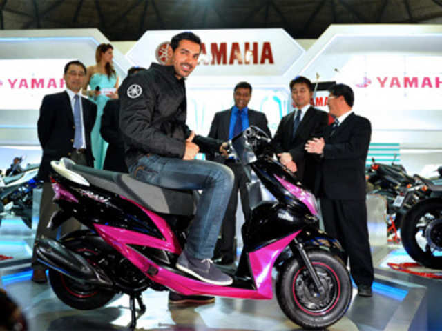 John Abraham on a newly launched scooter 