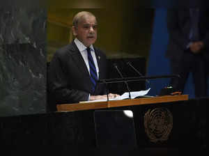 Prime Minister of Pakistan Muhammad Shehbaz Sharif addresses the 79th session of...