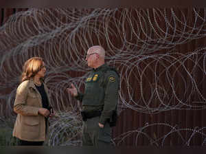 Democratic presidential nominee and U.S. VP Kamala Harris visits US-Mexico border