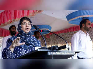 Tangmarg: Peoples Democratic Party (PDP) President Mehbooba Mufti addresses duri...