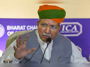 MoS (I/C) for Law and Justice Arjun Ram Meghwal speaks during a symposi...