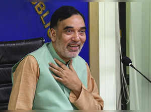 New Delhi: Delhi Minister Gopal Rai addresses a press conference at the Delhi Se...