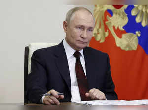 Russian President Vladimir Putin attends a ceremony to open social infrastructur...